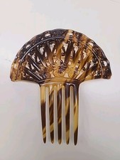 Art Deco hair comb faux tortoiseshell Spanish style scroll design hair accessory