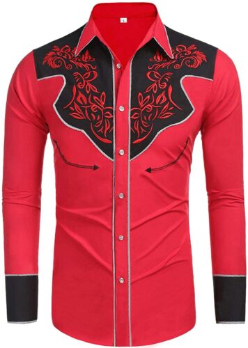 Peave Niet verwacht Wees tevreden Daupanzees Men's Long Sleeve Embroidered Shirts Slim Fit Casual Button Down  Shir | eBay