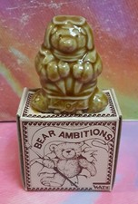 Vintage Wade Whimsie Alex the Aviator Bear Ambitions 1995 Figurine With Orig Box