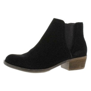 black ankle boots stacked heel
