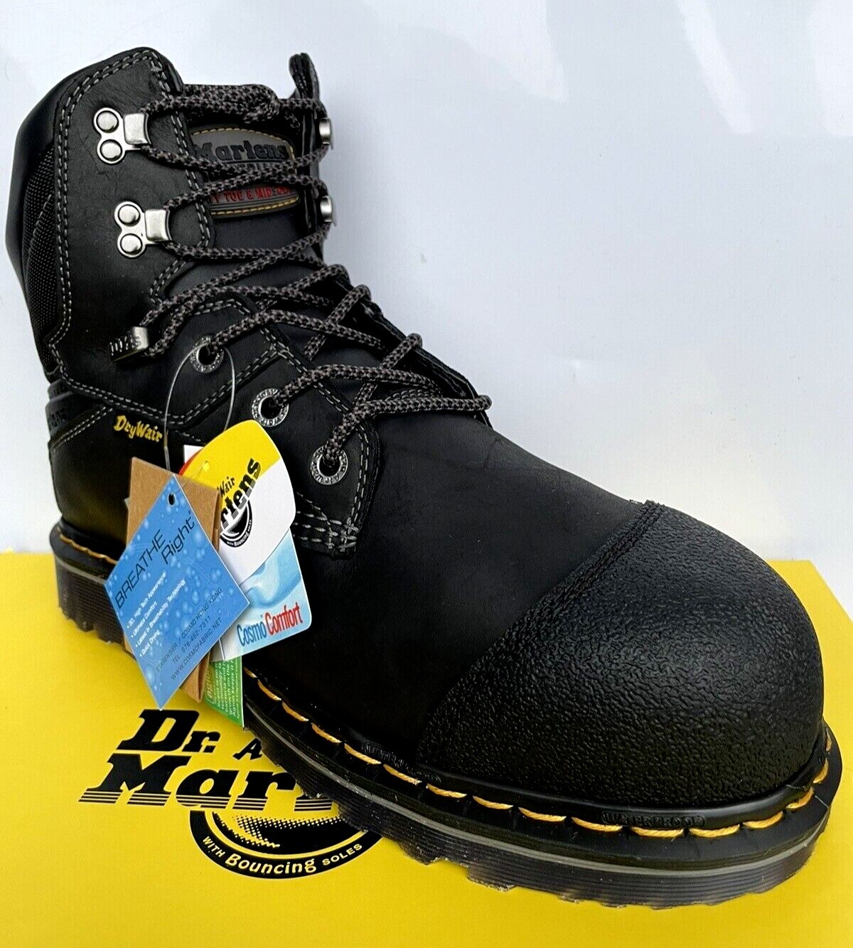 DR MARTENS DUXFORD BLACK WATERPROOF STEEL TOE INDUSTRIAL BOOTS SIZE UK