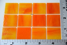 0125.50- 12 PIECES 1" x 1" STRIKER OPAQUE ORANGE BULLSEYE THIN 2mm GLASS 90 COE