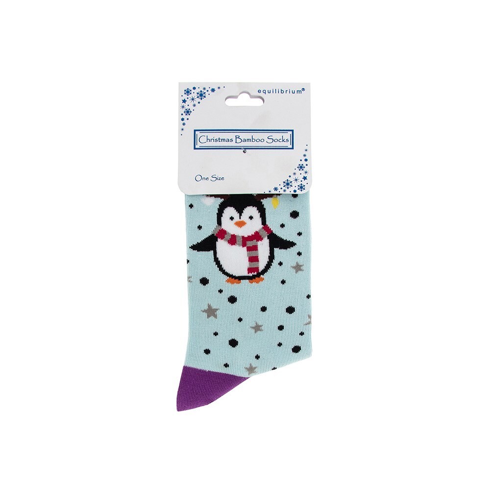 Penguin Xmas Ladies Bamboo One Size Socks, Festive, Secret Santa Gifts 324975