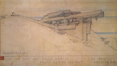 Frank Lloyd Wright   Eaglefeather House Drawing   Los Angeles Concept Art