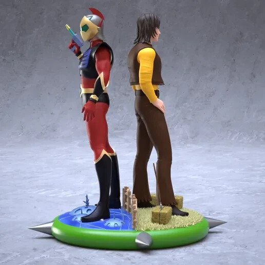 F. Art ACTION FIGUREN 3D Grendizer, Goldrake, DUKE FLEED aus Resin, zum Ausmalen