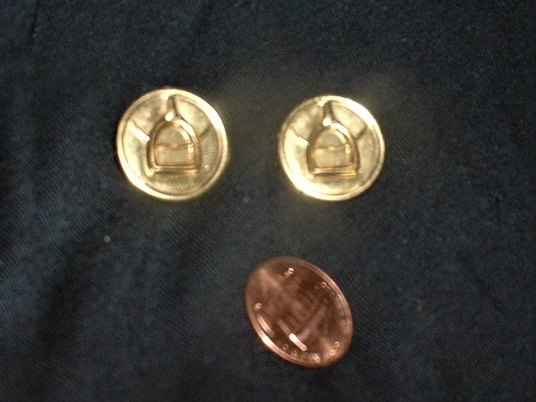 English equestrian theme shank buttons w/gold tone stirrup/leather 6 pairs = 12 - Image 2 of 4