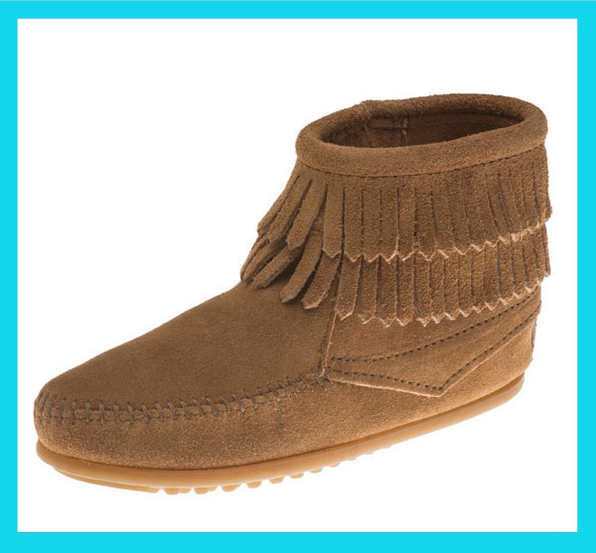 Bottes à Franges Minnetonka Taille 30-31 - Daim Taupe - Neuf Avec Boîte