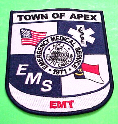 APEX  NORTH CAROLINA  1971  EMT / EMS  5''  MEDICAL SERVICES PATCH  FREE SHIPPING