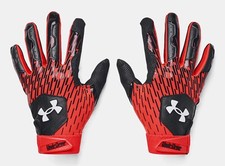 Under Armour Men's UA Clean Up Baseball Batting Gloves 1378764-003 BLK/DK ORANGE