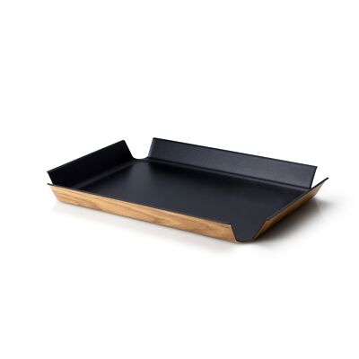 CONTINENTA rutschfestes Tablett 41 x 29,5 cm schwarz metallic