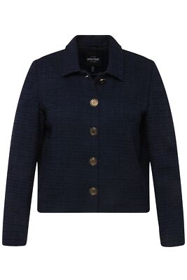 Ulla Popken Damen große Größen Bouclé Jacke Hemdkragen Acetatfutter 826924