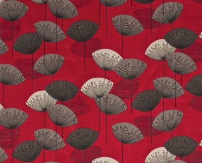 SANDERSON VORHANGSTOFF DESIGN Pusteblume Uhren 2,7 METER ROT BAUMWOLLMISCHUNG