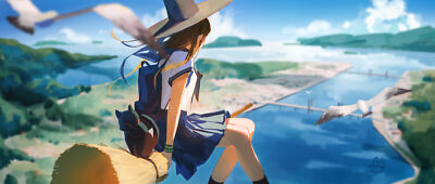 Anime girls school uniform cats witch hat playmat gaming mat