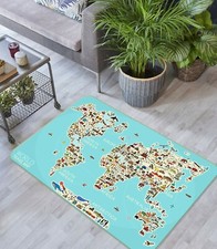 3D Attractions 174RAIG World Map Non Slip Rug Mat Elegant Photo Carpet Honey
