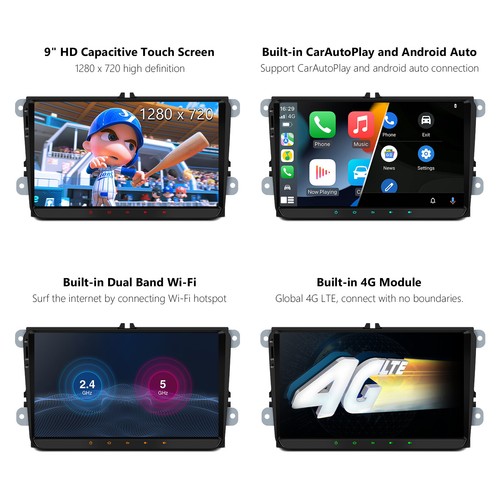 9" Android 14 8-Core Car Stereo GPS Radio BT For VW Volkswagen Jetta Passat +OBD - Picture 16 of 19