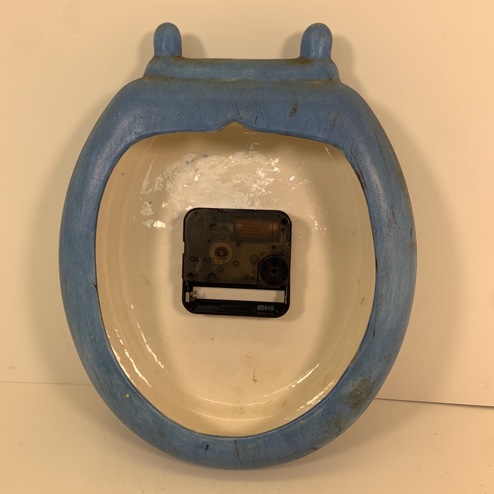 Vintage Johnny Blue Ceramic Toilet Seat Wall Clock Bathroom Humerous