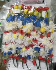 Lot of 12 Floral Headpieces Bun Wrap Wired Field Flowers Germanic Ballet Fabric