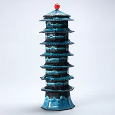 Ceramic Pagoda Tea Cup Set - Portable Stackable Travel Carry Bag Chinese Gaiwan
