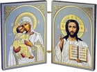 Virgin of Vladimir and Christ the Teacher Russian Orthodox Diptych Icon 5.25 In
