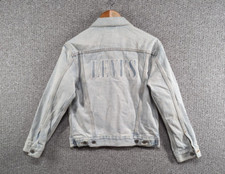 Levi's Premium Women's Light Blue Boyfriend Embroidered Trucker Denim Jacket Xs