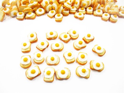 Miniature Food Fried Egg Toast Breakfast Lot 20 Dollhouse Bread Bakery 17015