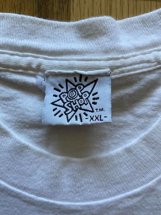 Vintage 90s Keith Haring 2-People Holding Heart T-Shirt Pop Shop