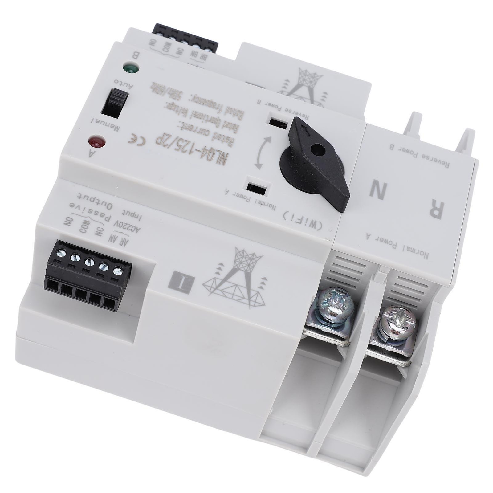 WiFi Automatic Manual Transfer Switch 2P 63A APP Control 35mm Rail Mount Dual