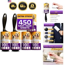 Lint Rollers Value Pack of 450 Sheets / 5 Refills, Sticky Roller, Lint Remove...