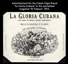 Cuban Advertisement of "LA GLORIA CUBANA" Cigars. Havana Collectibles