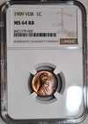 NGC MS-64 RB 1909-P VDB Lincoln Cent, Blazing, Red-Brown specimen.
