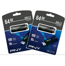 PNY 64 GB Elite USB 3.2 100MB/s Flash Drive LOT OF  2 NEW