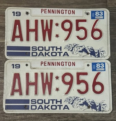 1983 Unused South Dakota pair of license plates. Great condition- Pennington CO