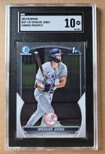 Spencer Jones 2023 Bowman Chrome Prospects #BCP139 Chrome 1st SGC 10 NY Yankees