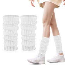 Women's Leg Warmers - 1/2 Pack 80s Retro Fashion Knit for Girls Dance White