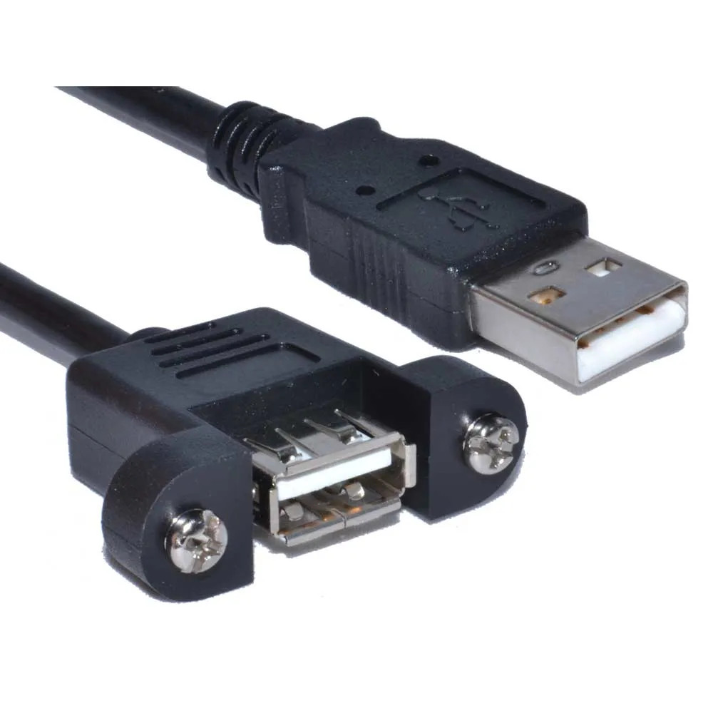 Cables Direct 1m USB 2.0 Type A Male to Type A Female Panel Mount Cable