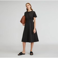 Everlane The Organic Cotton Waisted Dress Black Size Large