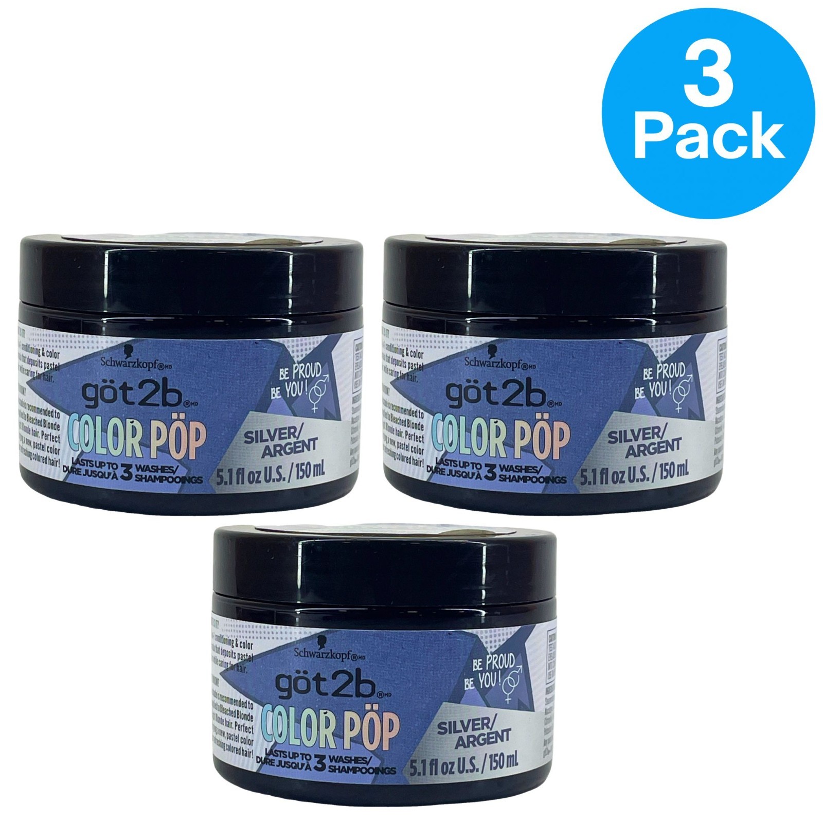 Pop Silver Hair Mask - 5.1oz - 2-in-1 Color - 3 Pack