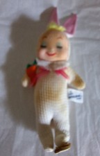 Vintage A LOVABLE WOOLIKIN ORIGINAL EASTER BUNNY GIRL W/CARROT Made In Japan