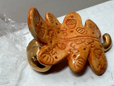 NEW Nora Fleming RETIRED Oak Leaf Gold Acorn Autumn Mini Embossed NF Initials FS