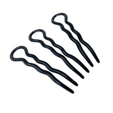 Parcelona French Sleek 3 1/2" Celluloid Wavy U Shaped Hair Pins for Women 3 Pcs 