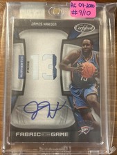 2009 JAMES HARDEN #9/10 PANINI CERTIFIED FABRIC of the GAME AUTO PATCH RPA
