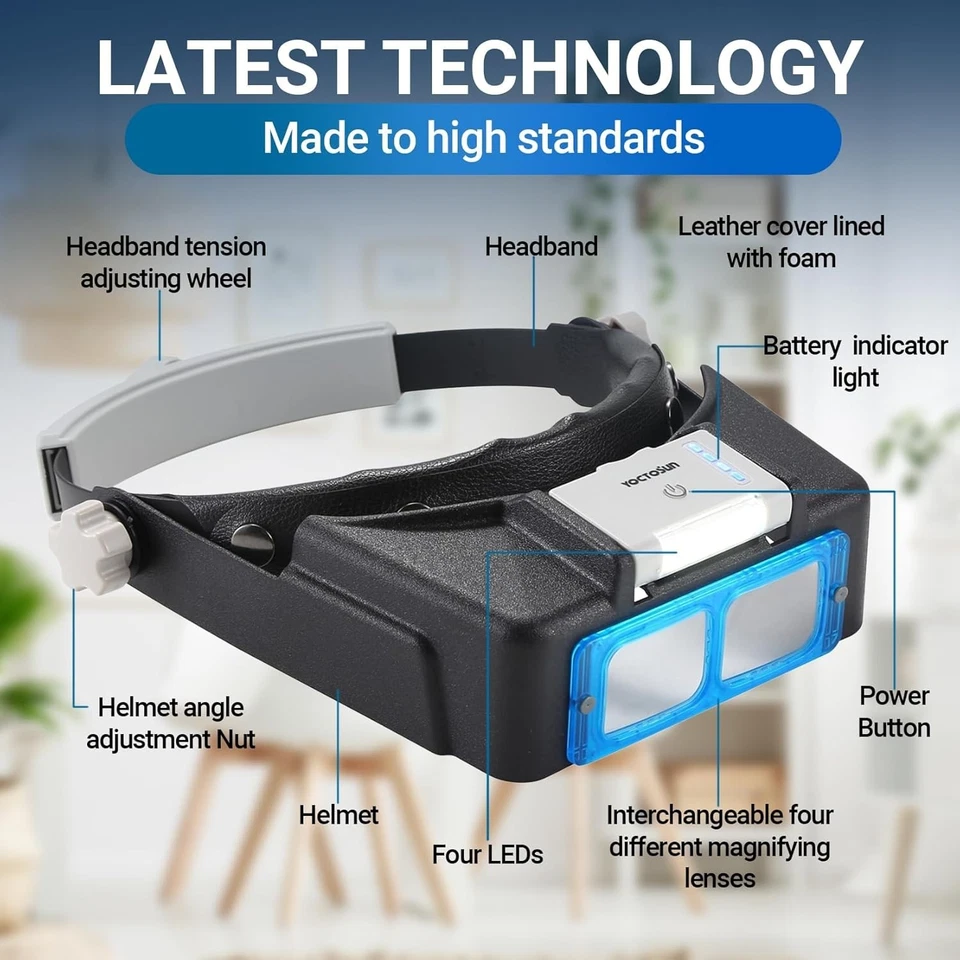 Magnifying Glasses with Light for Close Work, Rechargeable Headband Magnifier w - Image 4 of 4