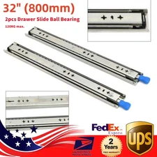 32 Inch Drawer Slide Ball Bearing 266lbs Full Extension Heavy Duty With Lock