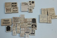 Lot of 43 Stampin' Up Wooden Mounted Stamps, For a Friend, Cute  Curly Ect.