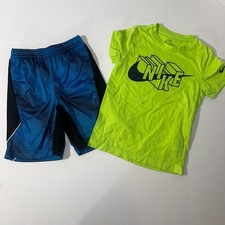 Nike Boys Outfit Set Size 6 Neon Yellow Blue Athletic Dri-FIT Sporty
