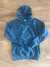 Gymshark Logo Hoodie Navy Blue Pullover Sweatshirt Cotton Blend Men's Size S