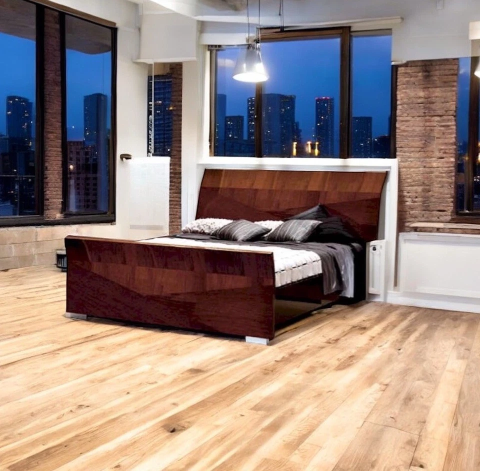 Cama Capri By ESF Italiana Marrón Alto Brillo Laca Borde Plateado Ligera Talla Queen Foto 4 de 4