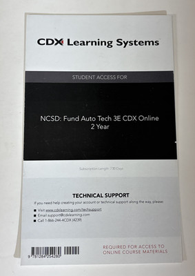 CDX Learning Systems NCSD Fundamentals of Automotive Technology 3E Online Access