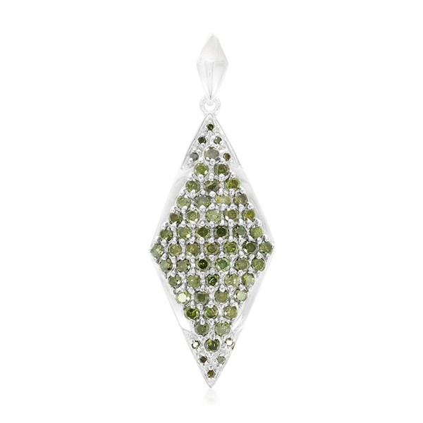 Cavill SilberanhäNger Damen 925 Sterling Platin GrüNe Diamanten 1,49Ct Schmuck-image