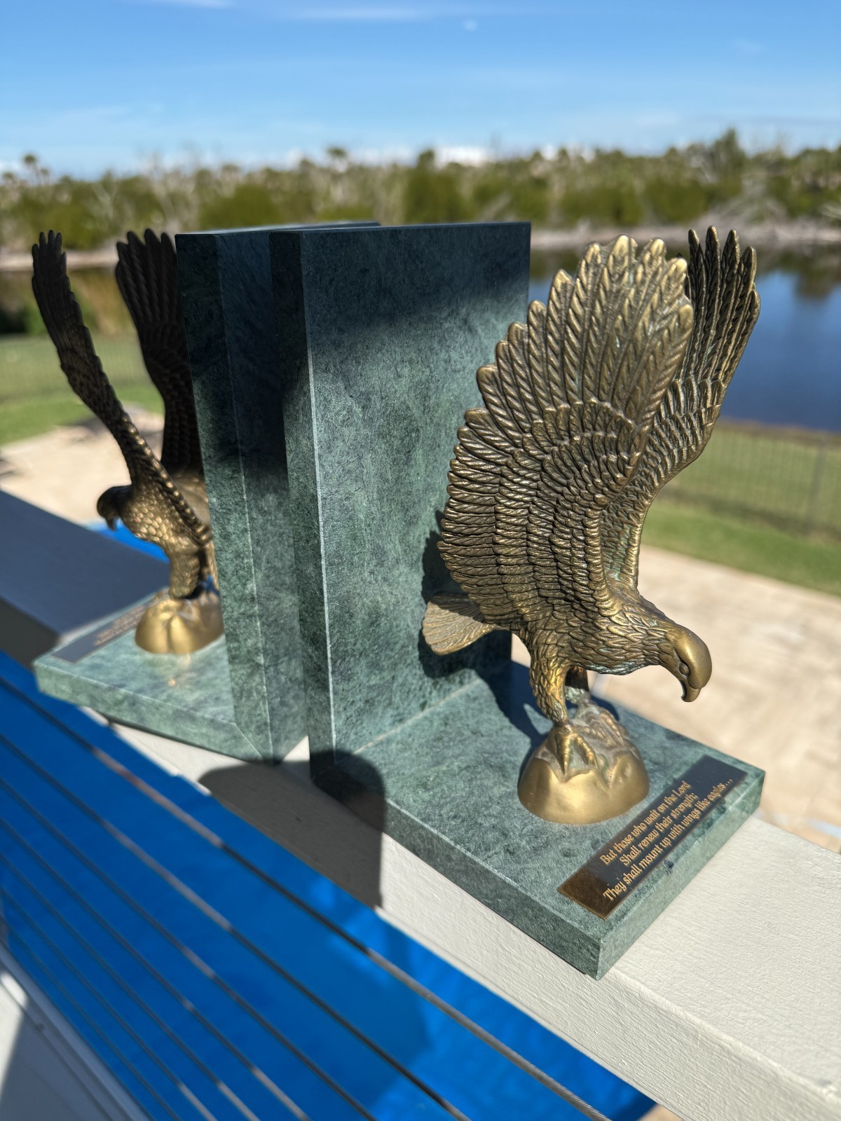 Vintage American Eagle Solid Brass, Bookends with… - image 7